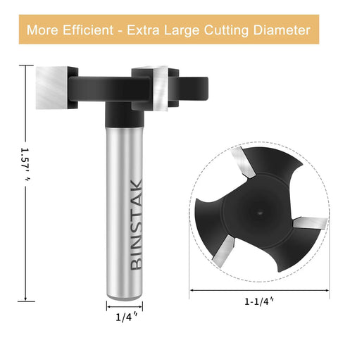 Extra Large Wood CNC Spoilboard Surfacing Router Bit With One Quarter Inch Shank And One And One Quarter Inch Cutting Diameter