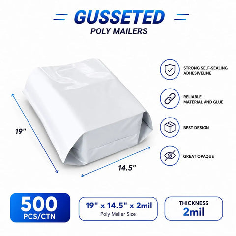 Heavy Duty Poly Mailers 14.5 x 19 Inch Waterproof Self Seal Shipping Envelopes for Clothes E Commerce Packaging 500 Pack