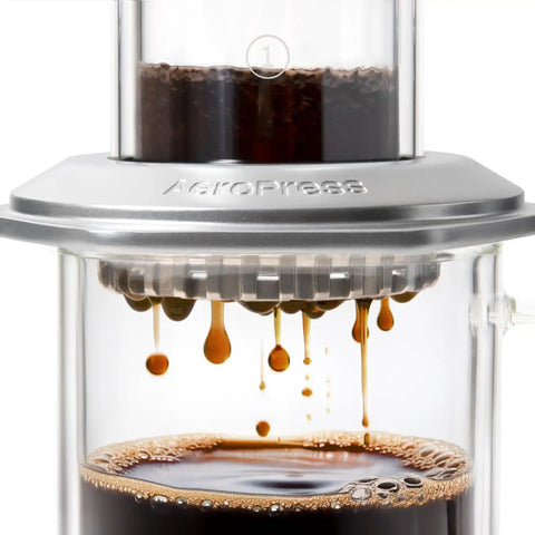 All In One Coffee Press With Glass Chamber, Stainless Steel And Aluminum Build, French Press Pour Over And Espresso Style Manual Brewer drips coffee