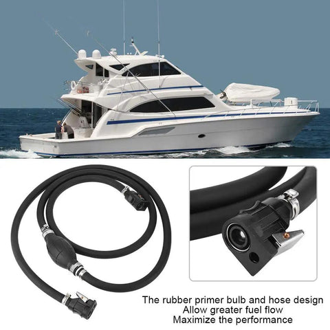 Durable Boat Fuel Line 3 Eighth Inch By 7 Feet With Primer Bulb Ball Pump Marine Gas Hose Alcohol Resistant Marine Grade Fuel Line Assembly for Boat Motors and Johnson Style Tanks Built To Last
