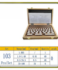 Pro Grade Ceramic Rectangular Gauge Block Set Boss Level Precision Calibration Kit For Micrometer And Caliper Inspection displayed in wooden case.