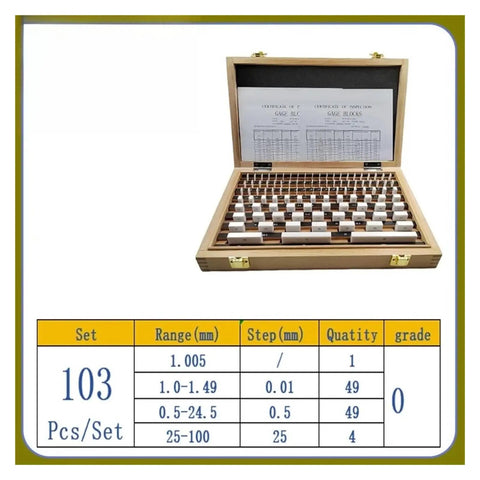 Pro Grade Ceramic Rectangular Gauge Block Set Boss Level Precision Calibration Kit For Micrometer And Caliper Inspection displayed in wooden case.