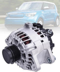 Front view of Beefy 110 Amp 12V Alternator With 6 Groove CW Pulley For Kia Soul 2012 2016 Replacement Part That Restores 13.5 to 14.8 Volt Charging