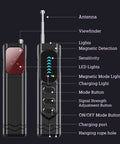 Hidden Camera Detector With Anti Spy RF Signal Scanner And Lens Finder Portable One Hand Operation 5 Level Sensitivity Bug Detector For GPS Trackers Ideal For Travel Hotel Home And Office Security, black handheld device