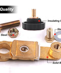 Beefy Top Post Battery Disconnect Switch 12V 125A Quick Disconnect For Cars Trucks Marine RV And Electrical Equipment Brass Construction
