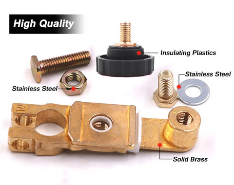 Beefy Top Post Battery Disconnect Switch 12V 125A Quick Disconnect For Cars Trucks Marine RV And Electrical Equipment Brass Construction