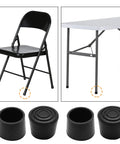 Tough As Nails Black PVC Rubber Furniture Leg Sleeves, Pack Of 16 for chairs and tables, showing application on legs.
