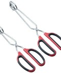Stainless Steel Scissor Tongs Set With 10 Inch And 12 Inch Tongs, 2 Piece Kitchen Tool For Pro Grade Cooking, Grilling, Food Prep, And Serving, Heavy Duty 304 Stainless Steel, Dishwasher Safe, Rust Resistant, red black handles