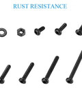 Sweet 410 Piece M2 Metric Machine Screw Kit With Black Button Head Allen Cap Bolts Nuts And Washers Made Tough Grade 10.9 Alloy Steel Includes Hex Key Perfect For Heavy Duty Repairs And Custom Builds With Top Notch Durability And Strength. black M2 bolts, nut, and washer set