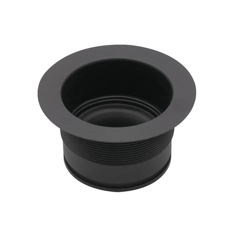 3-1/2 Inch EZ Mount Brass Kitchen Sink Disposal Drain Flange And Stopper Matte Black, top view showing flange.
