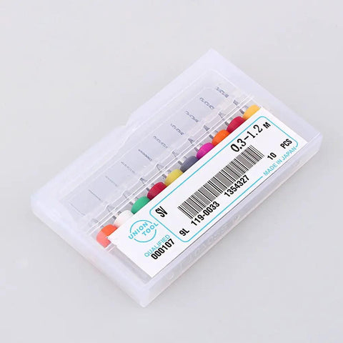 Carbide Micro Drill Bits Set 10 Piece 0.3mm To 1.2mm in clear case, for precision tasks in jewelry making and PCB modeling.