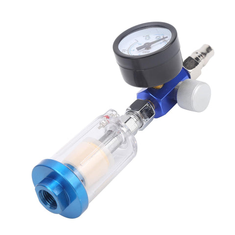 Inline Air Regulator Gauge For Spray Guns With Oil Water Trap Filter Separator One Quarter Inch Thread Pneumatic Air Line Filtration
