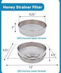 All In One Honey Extractor Kit And Harvest Gear For Easy Harvesting stainless steel double sieve strainer dimensions shown