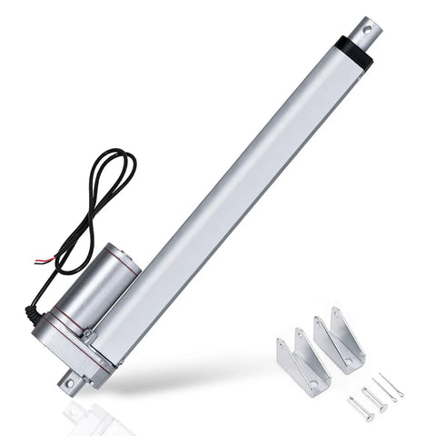 Heavy Duty Solar Tracker Linear Actuator With Mounting Brackets 330 Lbs Push Pull 12 Volt Four Inch Stroke Aluminum Housing IP54 Waterproof