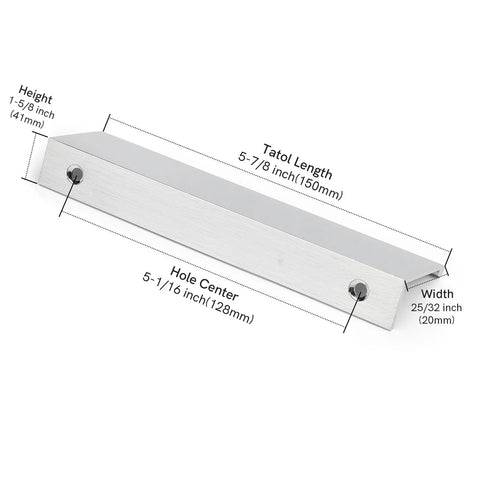 Dimensions of 10 Pack 5 Inch Brushed Nickel Cabinet Pulls Finger Pulls And Edge Pulls For Kitchen Cabinets And Bathroom Vanities