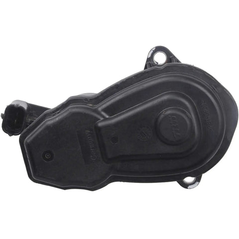 Top Shelf Parking Brake Actuator Replacement With No Sweat Install Setup Slick Connector Cable Fits Left Or Right Side Domestic And Import Cars Fully Tested For Rock Solid Stopping Power, top view of black electronic actuator.