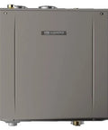 Pro Grade Natural Gas Tankless Water Heater With Top Mount Connections And A Beastly 9.8 Gpm Flow Rate For Easy Direct Vent Hookups And Serious 0.97 Energy Factor All Day Long - front view of a gray unit