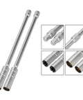 Tough As Nails Extended Spark Socket Wrench Kit For 14Mm And 16Mm Plugs includes two long silver spark sockets with hex tabs.