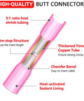 Diagram of 100 Pack Heat Shrink Butt Connectors 26 22 Gauge Marine Grade Waterproof Wire Splice Connectors Tinned Copper Crimp.
