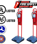 Heavy Duty Two Pack Fire Extinguisher Stand Built Tough No Hassle Setup Base for Five Ten Twenty Pound Dry Chemical Extinguishers indoor outdoor.