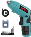 Compact 4V Cordless Screwdriver With Rechargeable Battery 11 Piece Bit Set LED Front Light And Power Display One Hand Easy Grip