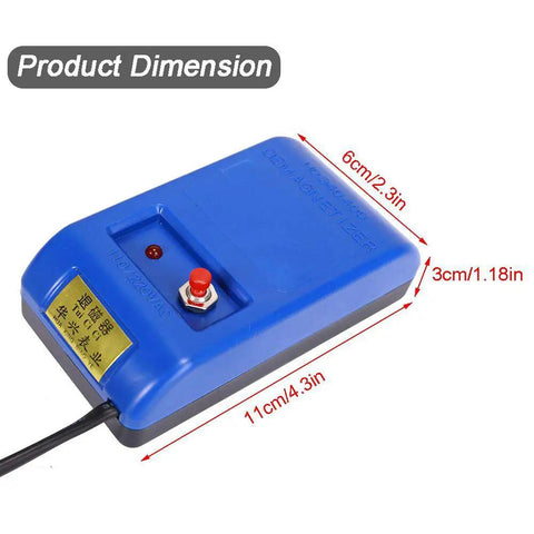 Pro Grade Watch Demagnetizer Tool For Mechanical Timepieces 110V Degauss Device Portable Repair Kit, shown with dimensions