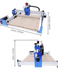 Top and front views of Badass 3 Axis CNC Router Station With 4040 Woodworking Engraver And 110V Desktop Mill for Acrylic MDF Carving.