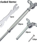 Stainless Steel Cable Railing Kit for 1/8 Inch Cable, 30 Pairs, T316 Marine Grade, showing included items of the kit