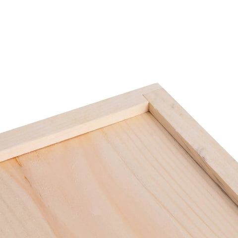 Corner view of Solid Pine Base For 8-Frame Beehive Beekeeping Stand, Assembled And Amish Made In USA, natural wood finish