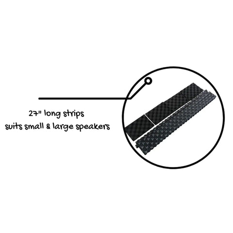 27-inch strips of soundproofing material suit small and large speakers for effective door vibration reduction.