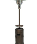 Propane Patio Heater 48,000 BTU Outdoors with open door design and adjustable table, hammered bronze finish, single pole, weight bladder