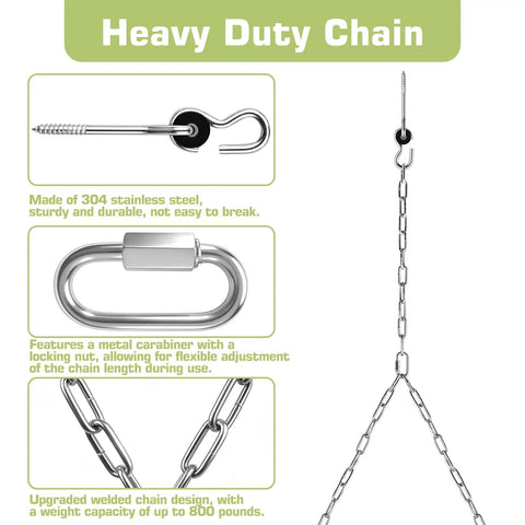7.75 Foot Heavy Duty Porch Swing Chain Kit With 304 Stainless Steel Construction and Zinc Plated Hanging Set details