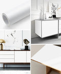Matte White Peel And Stick Wallpaper Easy To Install Self Adhesive Removable Vinyl Film Waterproof For Walls Counters Cabinets And Furniture DIY Friendly With Grid Backing, roll and applied on cabinets and furniture.