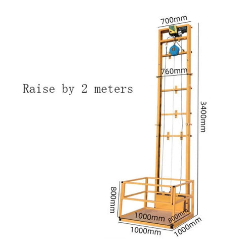 Heavy Duty Electric Lift Platform Table For Warehouse Use, built tough steel cargo hoist with dimensions 3400mm x 1000mm x 800mm.