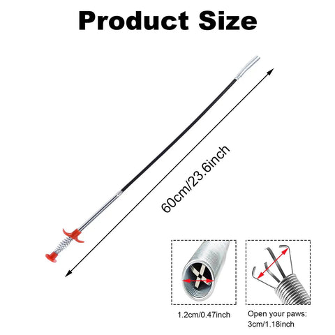Flexible 4 Claw Grabber Reacher Tool For Easy Litter Pick Up And Plumbing Jobs 24 Inch Bendable Hose Reach Assist For Home Sinks Drains Toilet And Other Hard To Reach Nooks