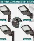 Super Bright LED Parking Lot Light With Dusk-to-Dawn Photocell, 150W/100W/75W Adjustable, slip fitter and arm mount options