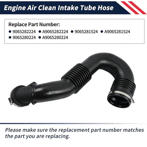 Quality Air Inlet Hose Assembly Replacement For Repair Shops DIY Car Owners Ribbed Curved Body Side Port Engine Bay Service Upgrades Easy Install Single Hose Package rock black rubber with clamps
