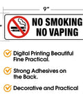 No Smoking No Vaping Sign Set Of 4, 9 By 3 Inch Stick On Wall Signs For Home Office Or Business, Easy Peel And Stick