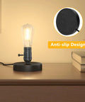 Vintage Industrial Table Lamp Base With Plug In Cord And On Off Switch E26 E27 Desk Light shown on a wooden desk