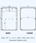 Rock Solid Ip65 Waterproof Project Box Abs Plastic Electronic Enclosure Tough As Nails Junction Case For Wet Weather Outdoor Wiring And Heavy Duty Diy Projects Ten Point Three By Seven Point One By Three Point Seven Inches Single Pack dimensions diagram