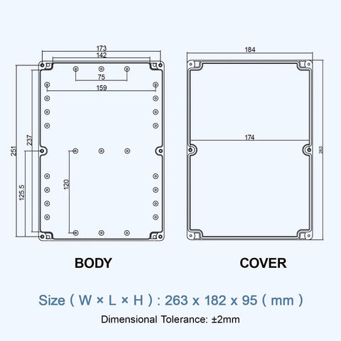 Rock Solid Ip65 Waterproof Project Box Abs Plastic Electronic Enclosure Tough As Nails Junction Case For Wet Weather Outdoor Wiring And Heavy Duty Diy Projects Ten Point Three By Seven Point One By Three Point Seven Inches Single Pack dimensions diagram