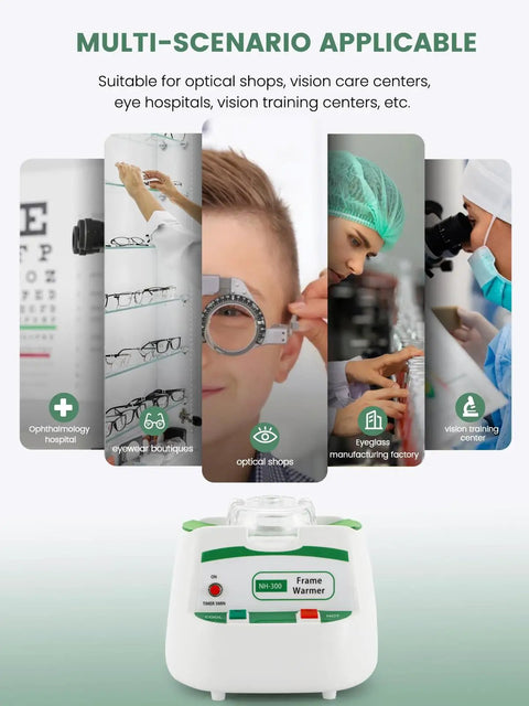 Eyeglass Frame Warmer With Four Temperature Settings 140-230 F, for multi-scenario use in optical shops and hospitals.