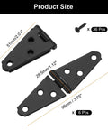 Six Pack Strap Hinges Set, 2 Inch Heavy Duty Shed Door Hinges with Screws, Black Durable Iron, product size details with screws