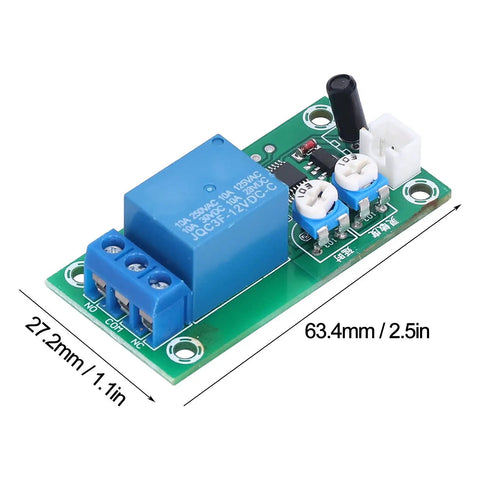 Two Pack Vibration Sensor Module 12V DC Time Delay Relay Alarm With Adjustable Sensitivity And Delay From 1 To 240 Seconds Low Standby Current No False Alarms Industrial Grade Protection Real Time Vibration Detection And Reliable Alarm 63.4x27.2mm