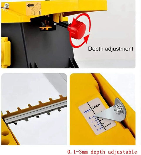 Heavy Duty Thickness Planer And Wood Planer Thicknesser Workhorse Boasting A Bulletproof Copper Motor for depth adjustment feature.