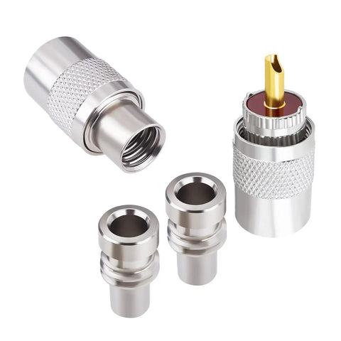 PL259 Pro Grade Coax Connectors 2 Pack UHF Male Plug Solder Adapters With Reducers 50 Ohm For RG58 RG59 RG8 RG8X RG213 RG142 LMR195 LMR400