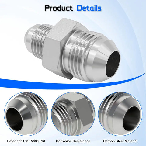 Hydraulic Hose Connector One Half Inch Male JIC 37 Degree Flare To Three Eighths Inch Male JIC Adapter For Leak Free Quick Connect Hydraulic Systems Straight Fitting High Flow Durable Steel, steel hydraulic adapter