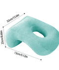 Donut Desk Nap Pillow Cushion With Velvet Fabric, Soft Donut Shaped Pillow For Face Down Sleepers, Hollow Design, 32cm Green