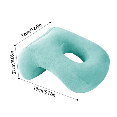Donut Desk Nap Pillow Cushion With Velvet Fabric, Soft Donut Shaped Pillow For Face Down Sleepers, Hollow Design, 32cm Green
