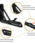 Beefy Heavy Duty Folding Shelf Brackets 12 Inch 6 Pack Black Wall Mounted Collapsible Brackets installation guide.